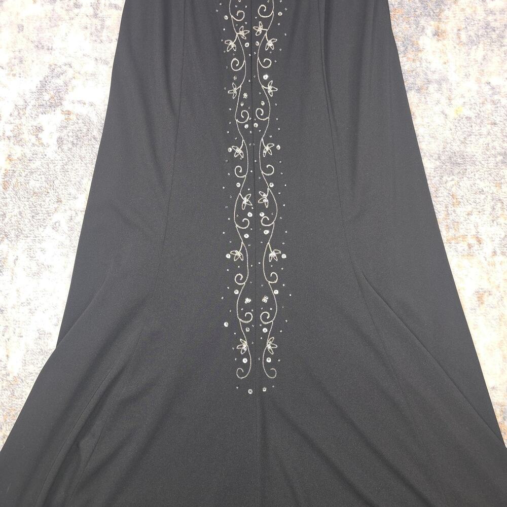 VTG y2k Jane & Johnny Slip Dress 4 Black Halter Beaded Maxi Formal Prom Party - Picture 11 of 12